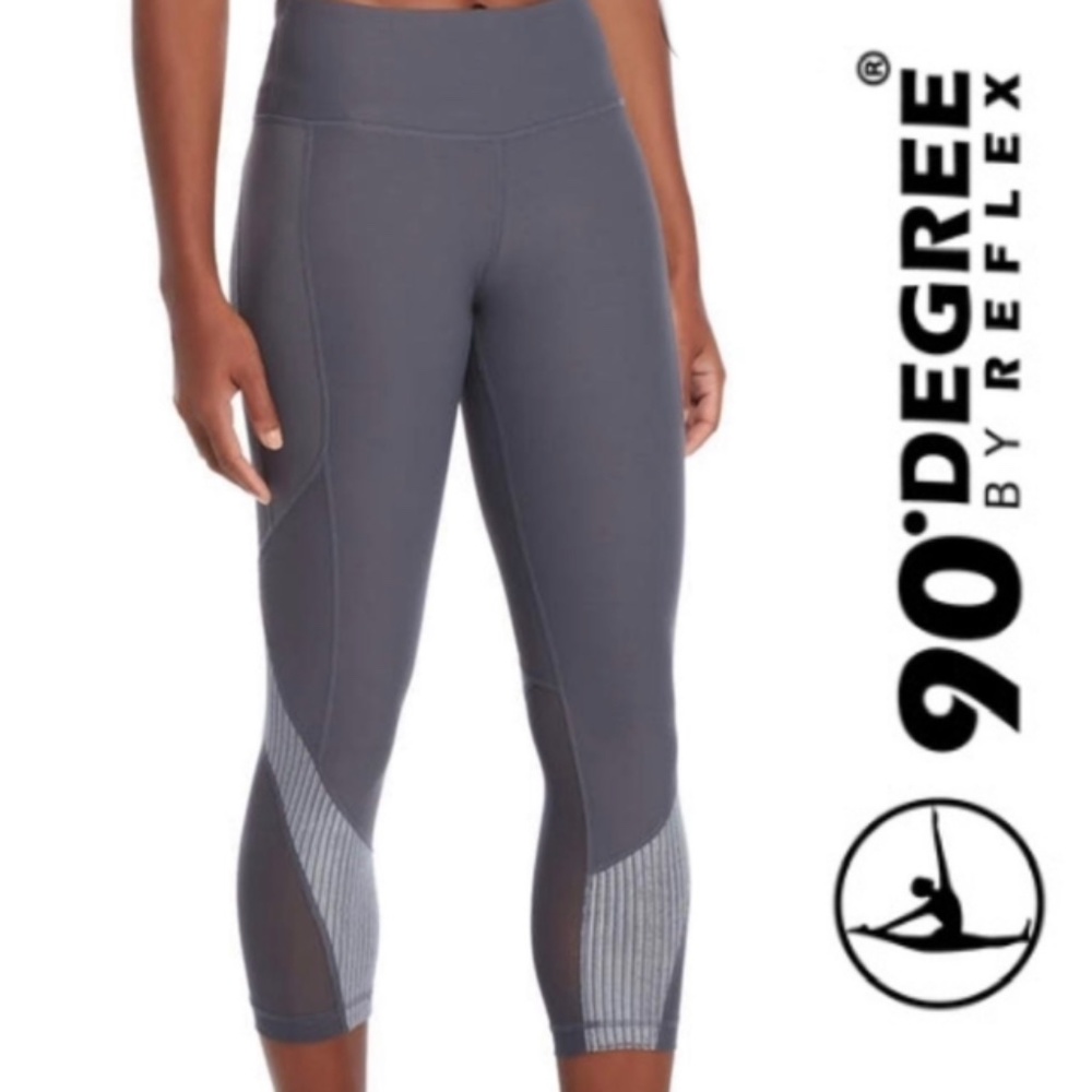 NWT 90 DEGREE BY REFLEX in WINTER CLOUD COLOR CAPRI LEGGINGS with MESH INSERTS
